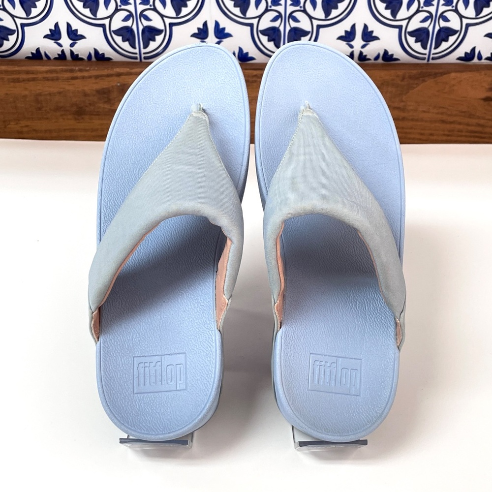 FitFlop Lulu Pale Blue Toe Post Wedge Sandal Size 9 - Picture 8 of 10